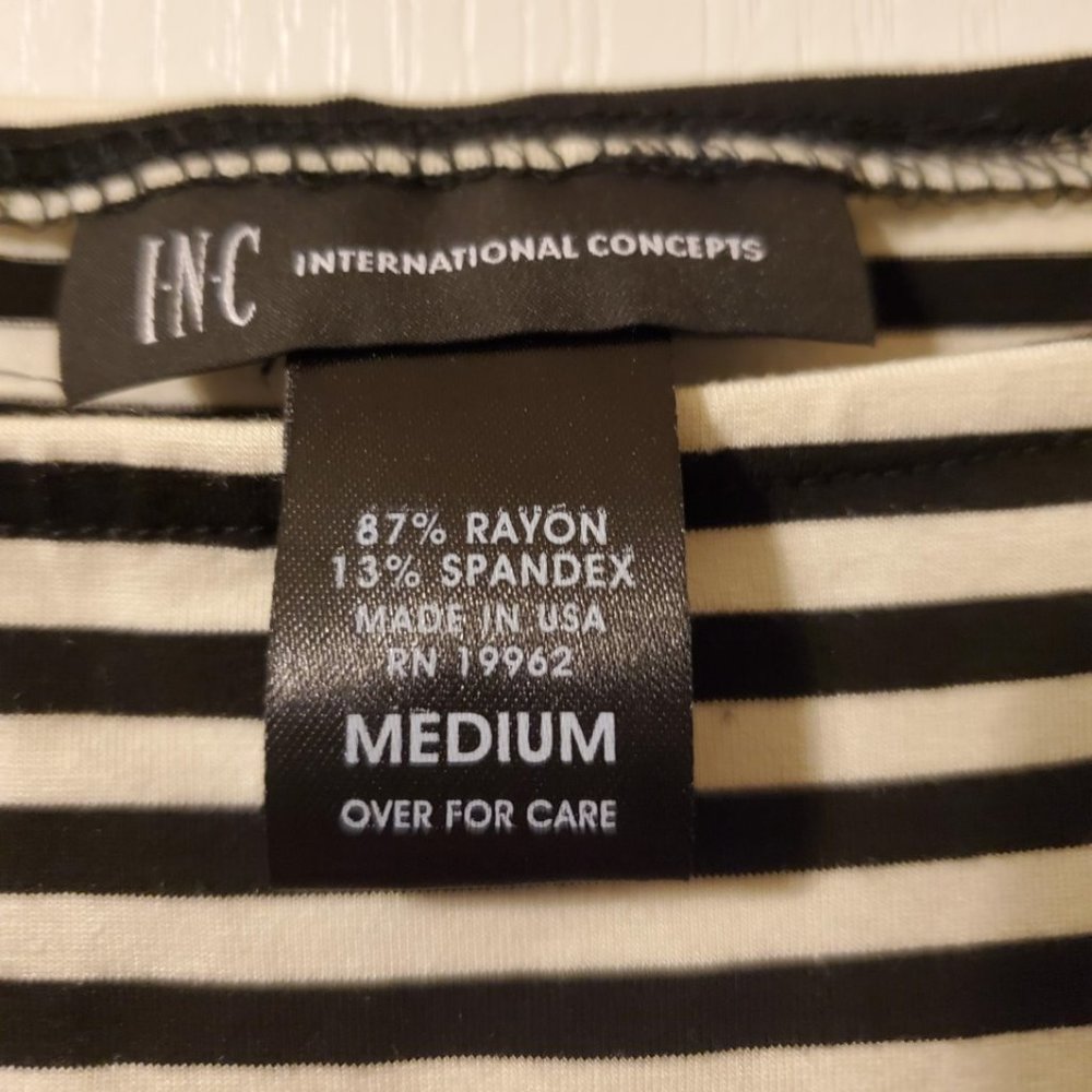 #282 INC White/Black Striped Off Shoulder M - Picture 2 of 5